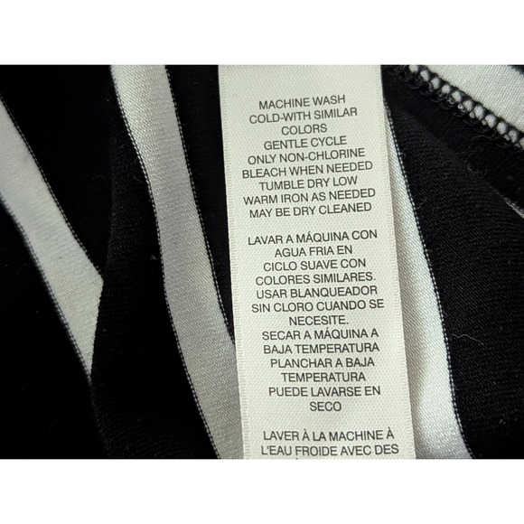 Chicos Dress Womens Petite 2 (US 12) Black White Stripe Shift Casual Minimalist - Picture 12 of 12